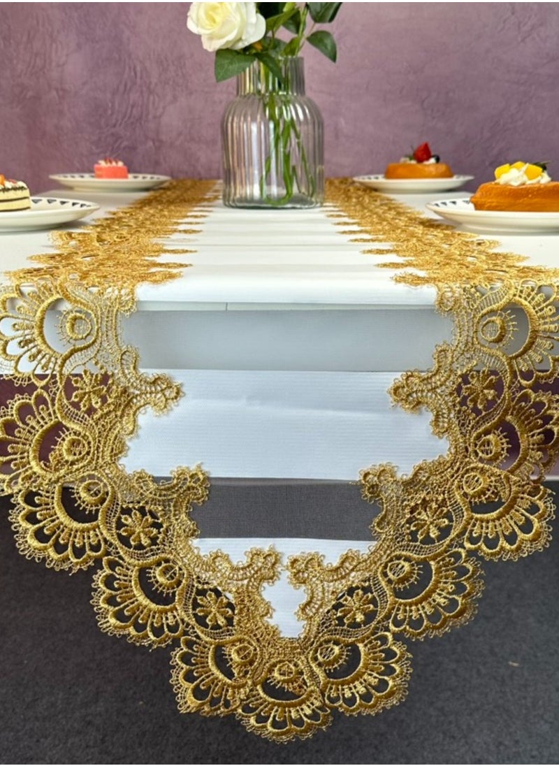 Generic - Modern, American, European-Style Table Runner, Aesthetic, Luxury, Hollow Out, White Gold Tablecloth, Coffee Table, Tv Cabinet - Image 1