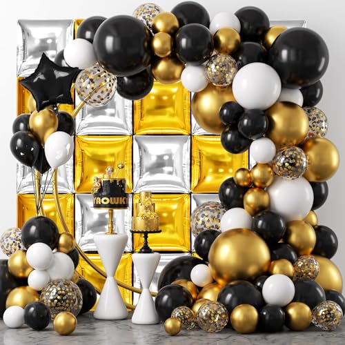 MEMOVAN Silver Square Foil Balloons Gold Balloon Wall Backdrop Double Sided Metallic Sliver Gold Balloons Tunnel Arch Garland for Christmas New Year Graduation Birthday Backdrop Decorations25pcs - Image 5