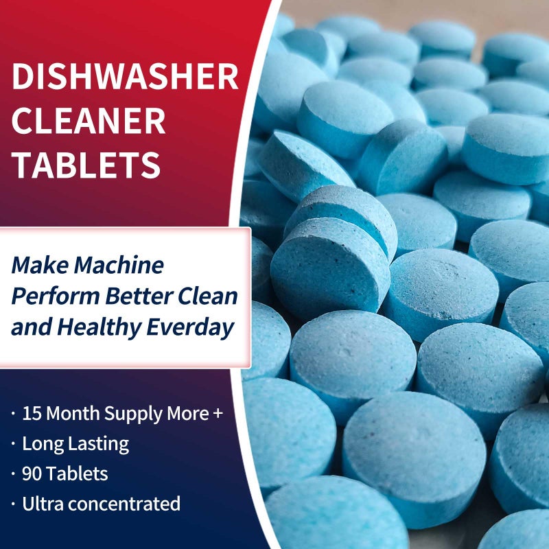Dishwasher Cleaner Tablets 90 Counts Mint Fresh Tabs Deep Cleans inside 360° Grease Limescale Cleaning More Active Eco Friendly Plastic Free Long Lasting,Cleans The Machine Not The Dishes - Image 4