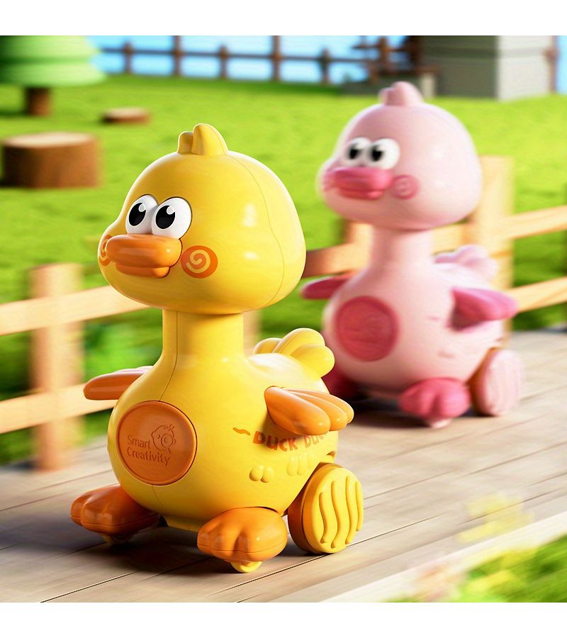 Pink Wind Up Duck Toy 360 Degrees Rotating Head Durable Baby Crawling Educational Gift - Image 4