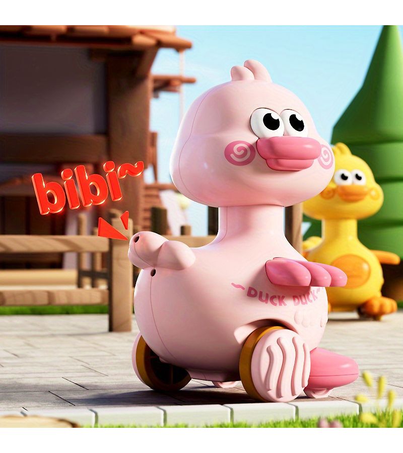 Pink Wind Up Duck Toy 360 Degrees Rotating Head Durable Baby Crawling Educational Gift - Image 3