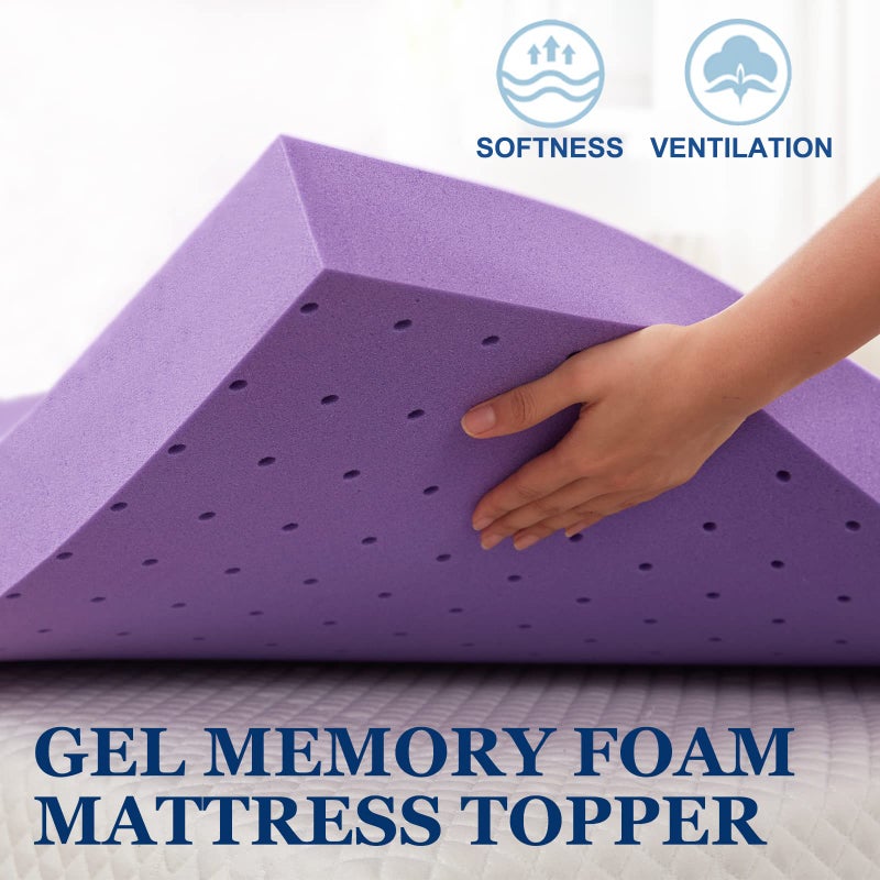 SINWEEK 2 Inch Gel Memory Foam Mattress Topper Ventilated Soft Pressure Relieve Mattress Pad, Breathable Bed Topper, CertiPUR-US Certified, King Size - Image 2