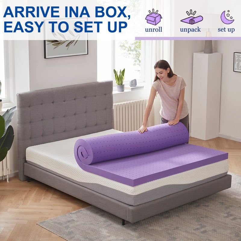 SINWEEK 2 Inch Gel Memory Foam Mattress Topper Ventilated Soft Pressure Relieve Mattress Pad, Breathable Bed Topper, CertiPUR-US Certified, King Size - Image 5