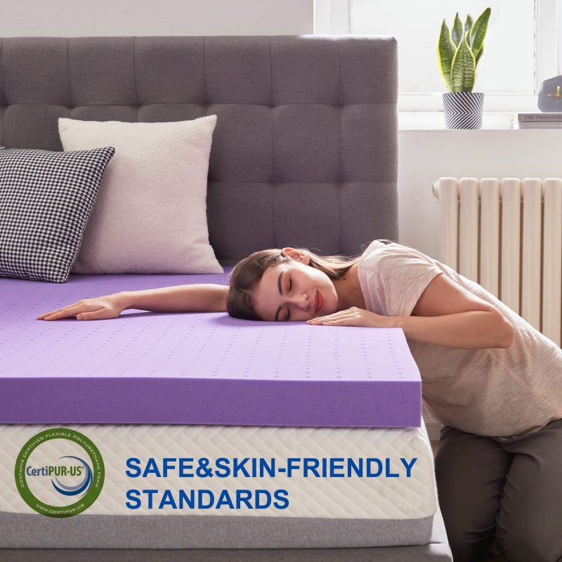 SINWEEK 2 Inch Gel Memory Foam Mattress Topper Ventilated Soft Pressure Relieve Mattress Pad, Breathable Bed Topper, CertiPUR-US Certified, King Size - Image 4