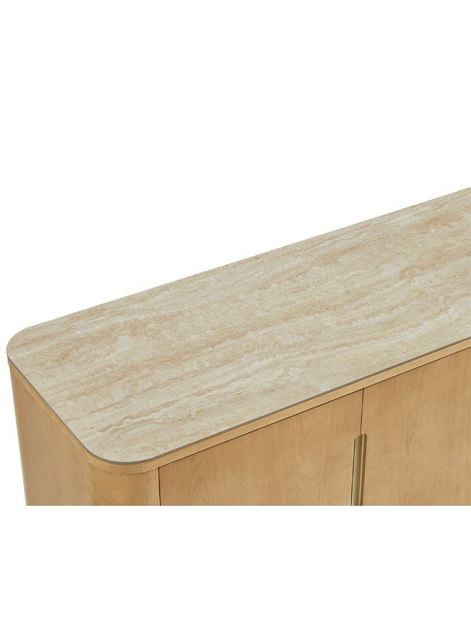 DANUBE HOME Nordomi 4 Doors TV Unit for Living Room - Cream/Natural Oak, Fits TVs up to 75 inches, Stylish Media Storage with 2 Shelves, Size: L180xW45xH50.5cm - Image 5