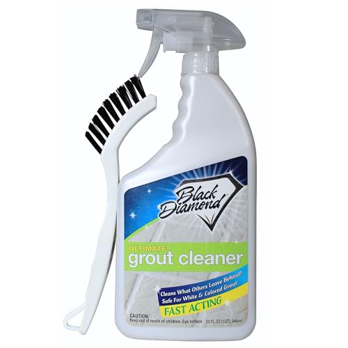 Black Diamond Stoneworks Black Diamond Ultimate Grout Cleaner: Best Cleaner for Tile,Ceramic,Porcelain, Marble Acid-Free Safe Deep Cleaner & Stain Remover for Even The Dirtiest Grout. (1-Quart/1-Brush) - Image 1