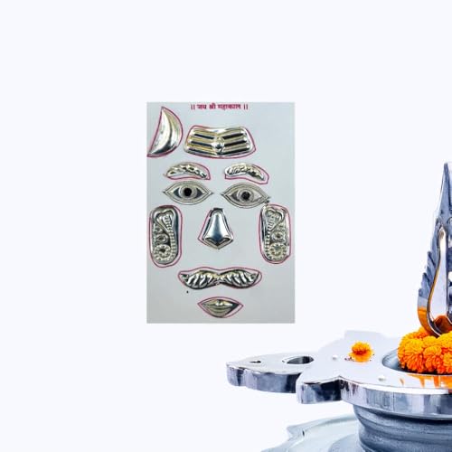 SK CRAFT Silver Shiv Shringar for 8-15 Inches Stone or Sphatik Shivling | Shringar Chart Size No 2 (Medium Size) - Image 1