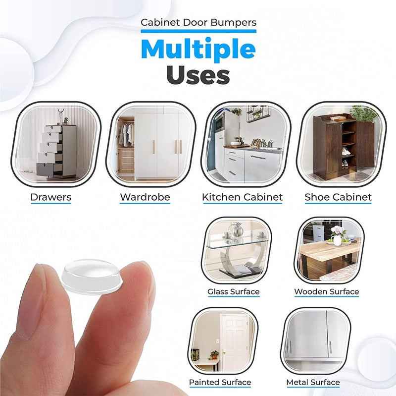 GKDARED GKDARED Set of 100 Clear Round Adhesive Silicone Bumpers 3x8 Mm Door Cabinet Drawer Safety Stoppers Mute Buffers and Door Protectors for Home Glass Drawers Cabinets - Image 3