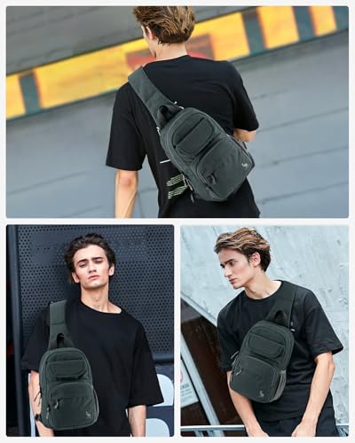 OIWAS Sling Bag Crossbody Backpack for Men One Strap Backpack Hiking Daypack Chest Bag for Women Gray - Image 3