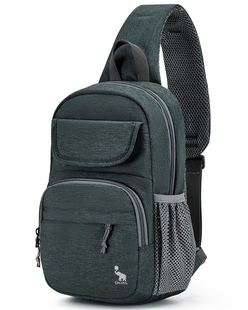 OIWAS Sling Bag Crossbody Backpack for Men One Strap Backpack Hiking Daypack Chest Bag for Women Gray - Image 2
