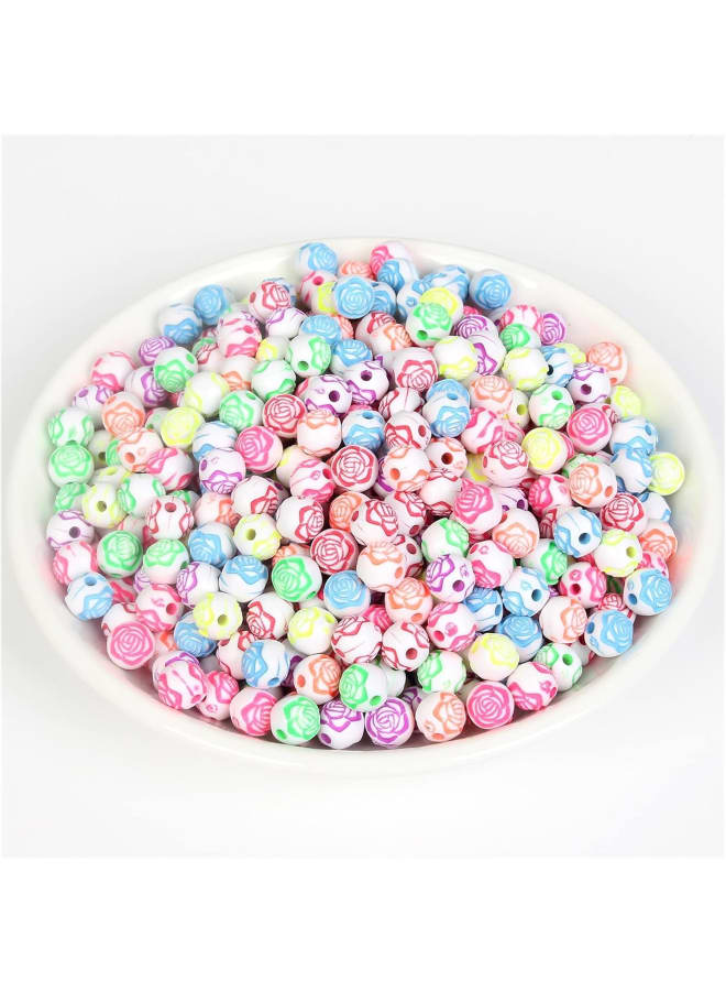 XC 50 قطعة من خرز الورد الأكريليك الساحر خرز فاصل فضفاض دائري لصنع المجوهرات إكسسوارات سوار DIY 8 مم 10 ألوان T81 (اللون: H8383-8، قطر المنتج: 8 مم 50 قطعة) - Image 1