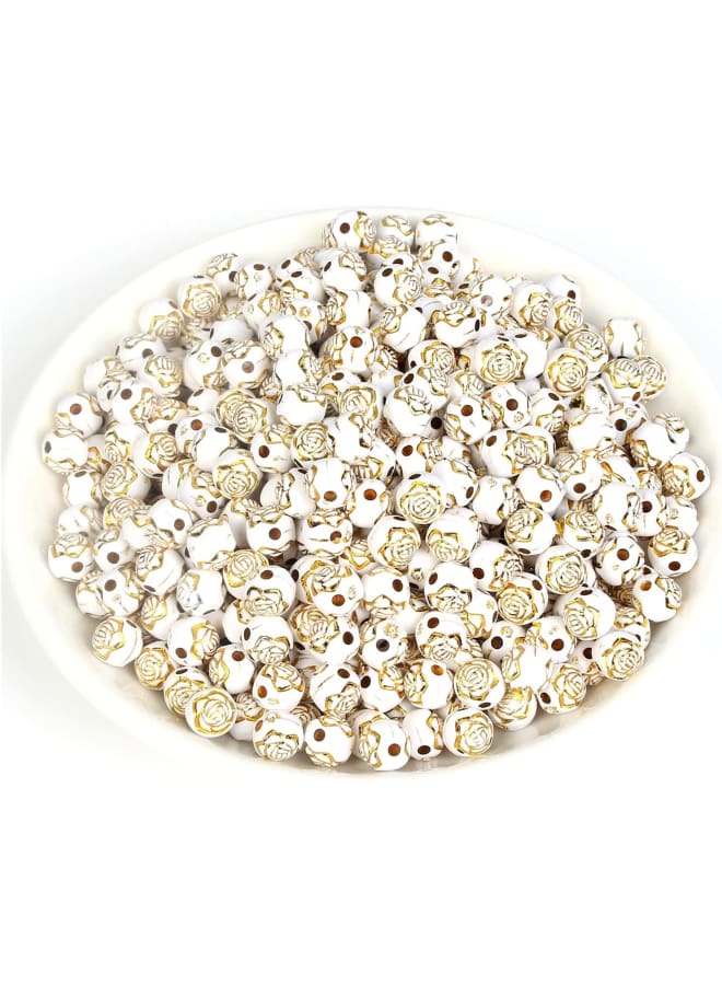 XC 50 قطعة من خرز الورد الأكريليك الساحر خرز فاصل فضفاض دائري لصنع المجوهرات إكسسوارات سوار DIY 8 مم 10 ألوان T81 (اللون: H8383-8، قطر المنتج: 8 مم 50 قطعة) - Image 5