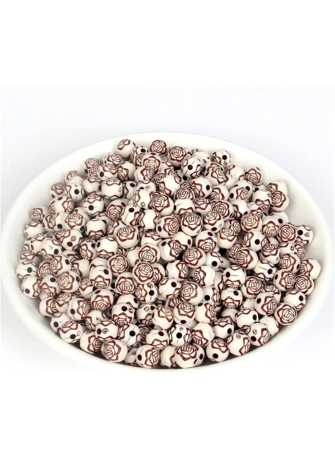 XC 50 قطعة من خرز الورد الأكريليك الساحر خرز فاصل فضفاض دائري لصنع المجوهرات إكسسوارات سوار DIY 8 مم 10 ألوان T81 (اللون: H8383-8، قطر المنتج: 8 مم 50 قطعة) - Image 4