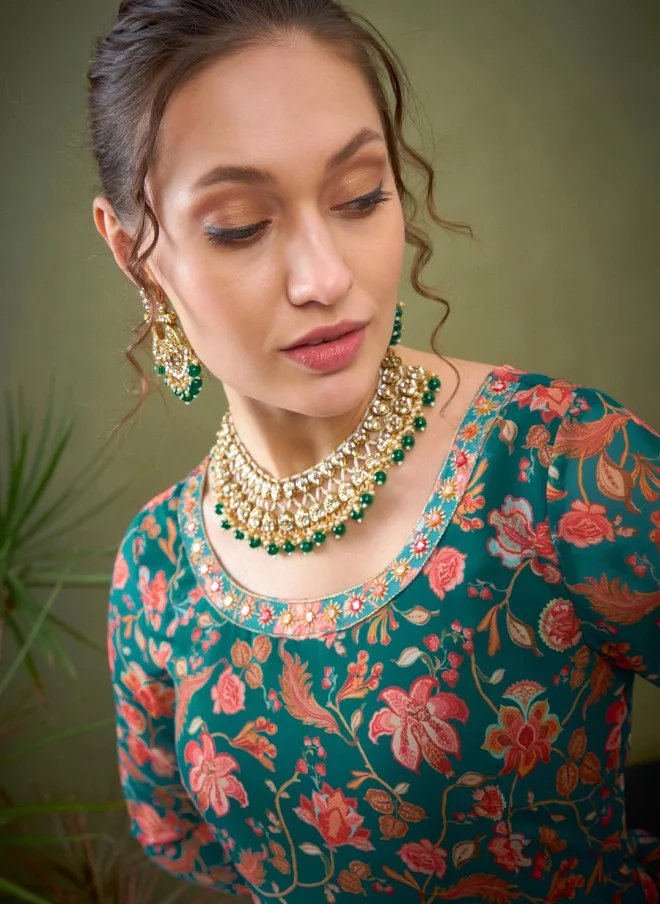 SASSAFRAS Floral Printed Anarkali Kurta for Women