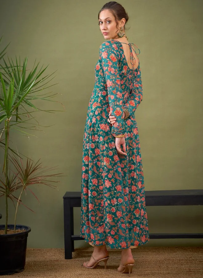 SASSAFRAS Floral Printed Anarkali Kurta for Women