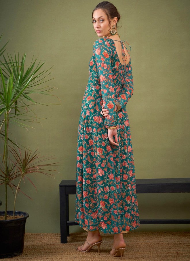 SASSAFRAS Floral Printed Anarkali Kurta for Women - Image 4
