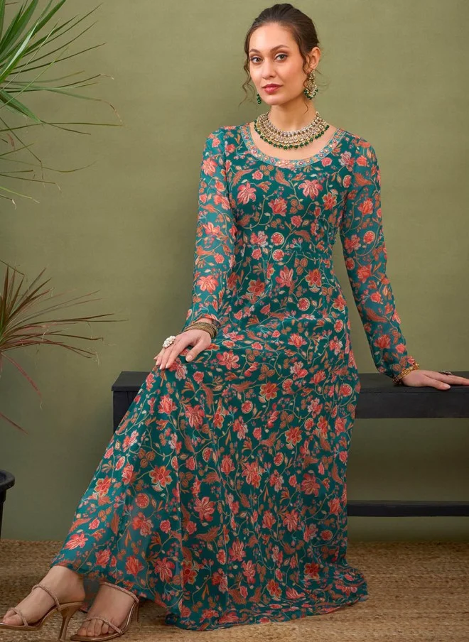 SASSAFRAS Floral Printed Anarkali Kurta for Women
