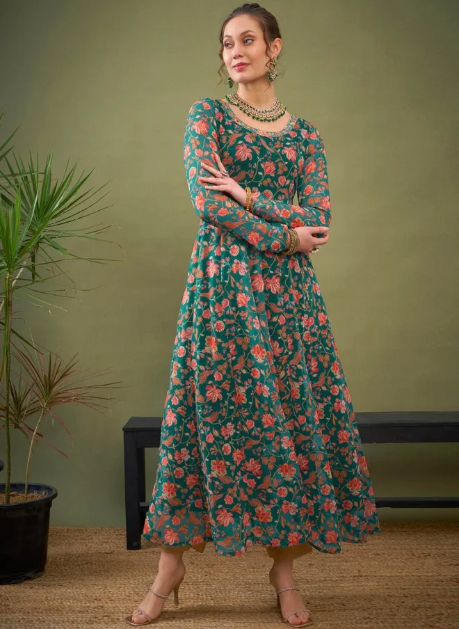SASSAFRAS Floral Printed Anarkali Kurta for Women