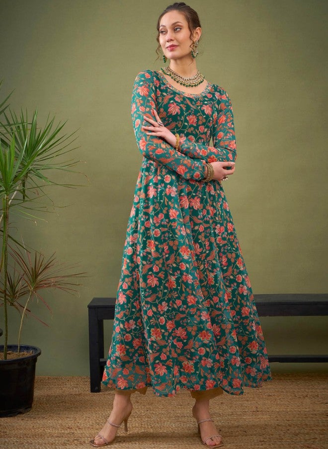 SASSAFRAS Floral Printed Anarkali Kurta for Women - Image 1
