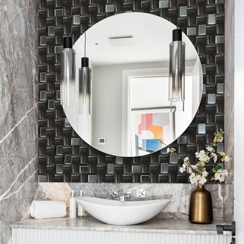 Elephantile 5 Sheets Black Tiles Metal Mosaic Wall Backsplash Tile 3D Wall Panels [5 Sq.feet] - Image 5