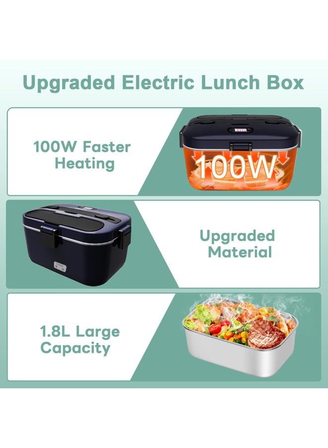 DUPASU Electric Lunch Box Food Warmer: 100W Heated Lunch Box for Adults, 1.8L Portable Fast Heating Lunchbox Food Heater for Car, Truck, Work, Travel, Lonchera Elctrica Porttil 12/24V/110-230V - Image 5