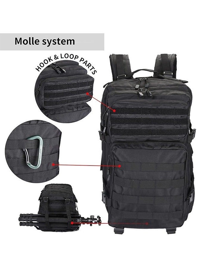 45L Military Tactical Backpack for Men and Women, Waterproof Large Army 3 Day Assault Pack Molle Bag Shoulder Backpacks for Outdoor Traveling Camping Hiking Trekking45LBlack - Image 5