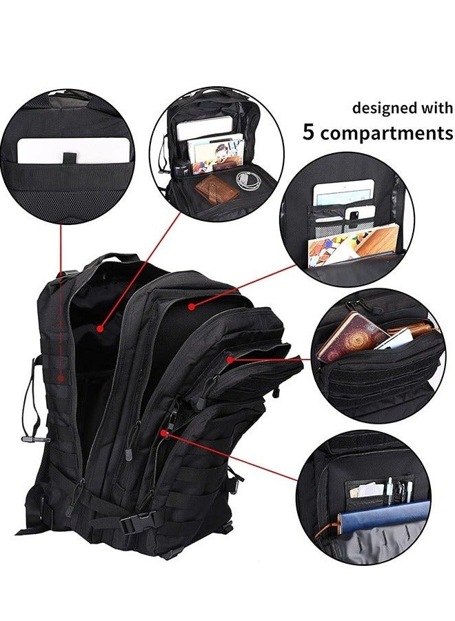 45L Military Tactical Backpack for Men and Women, Waterproof Large Army 3 Day Assault Pack Molle Bag Shoulder Backpacks for Outdoor Traveling Camping Hiking Trekking45LBlack - Image 4