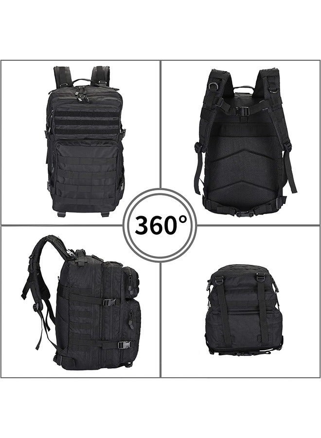45L Military Tactical Backpack for Men and Women, Waterproof Large Army 3 Day Assault Pack Molle Bag Shoulder Backpacks for Outdoor Traveling Camping Hiking Trekking45LBlack - Image 3