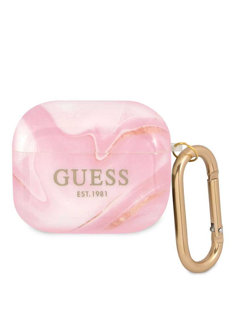 GUESS TPU Shinny New Marble Case for Airpods 3 - Pink - Image 1