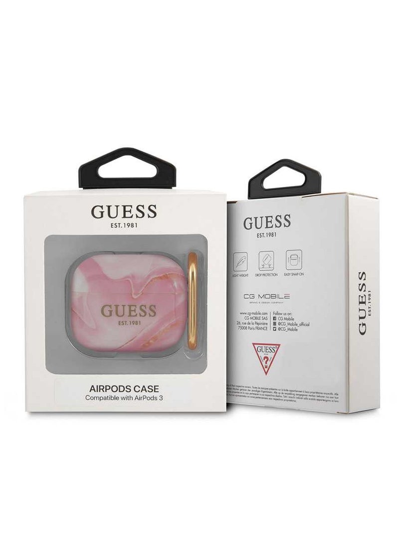 GUESS TPU Shinny New Marble Case for Airpods 3 - Pink - Image 3
