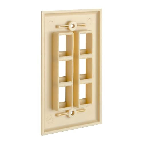 Cmple - 6 Port Keystone Wall Plate 1 Gang Wall Plate with Standard Size Ethernet Wall Plate Keystone Jack Insert Wall Plates - Ivory - Image 2