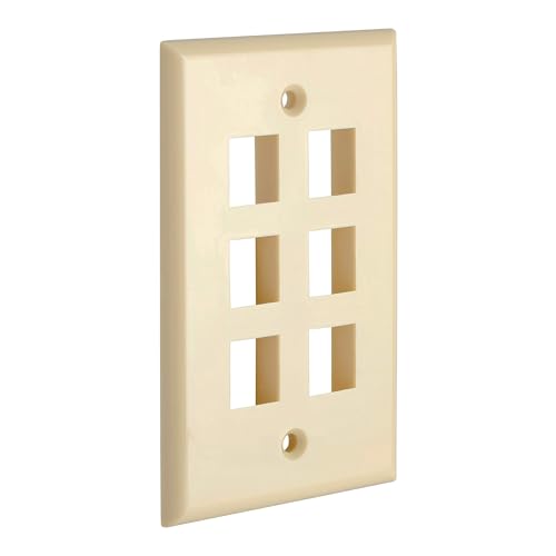 Cmple - 6 Port Keystone Wall Plate 1 Gang Wall Plate with Standard Size Ethernet Wall Plate Keystone Jack Insert Wall Plates - Ivory - Image 5