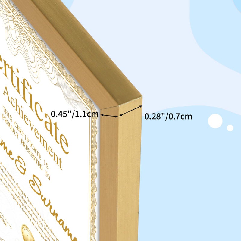 CRUGLA 8.5x11 Picture Frame Set of 10, Photo Frames 8.5 by 11 for Certificate Diploma Document Degree, for Wall or Tabletop Display, Gold - Image 3