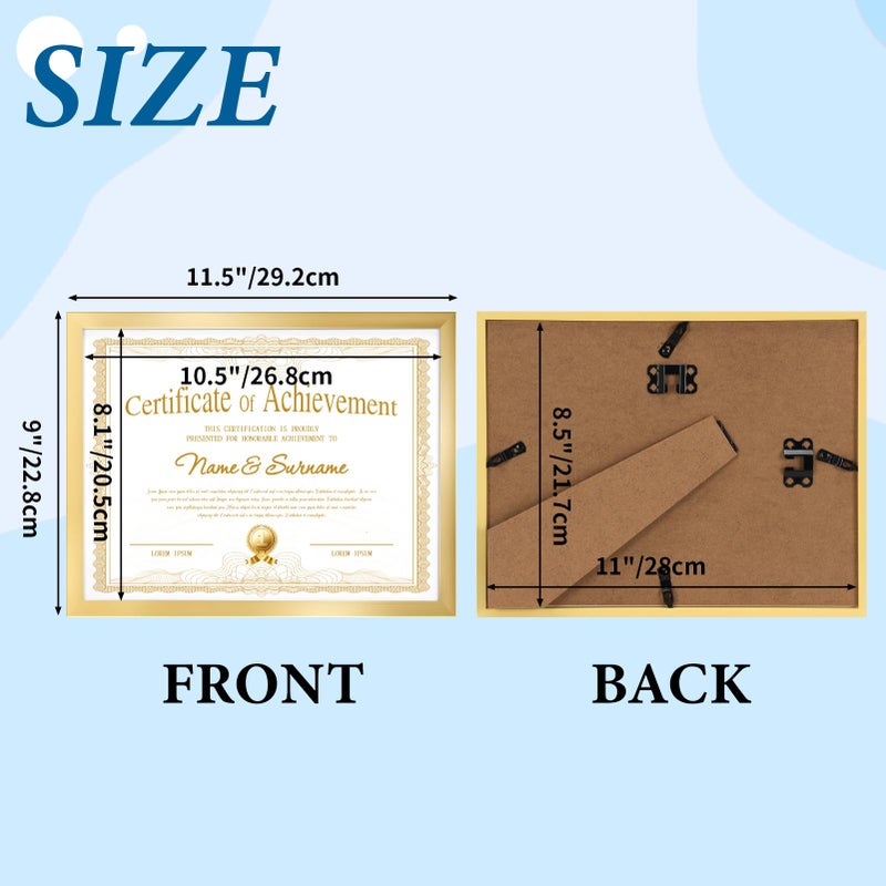 CRUGLA 8.5x11 Picture Frame Set of 10, Photo Frames 8.5 by 11 for Certificate Diploma Document Degree, for Wall or Tabletop Display, Gold - Image 2