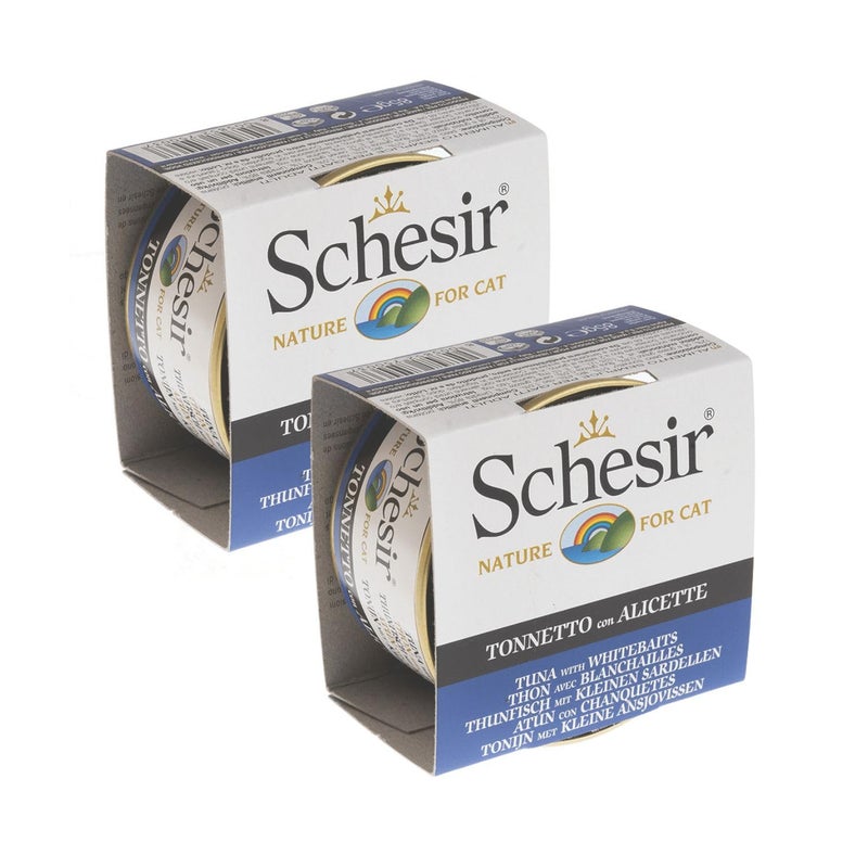 Schesir Tuna in Jelly with Whitebaits - 85g Premium Wet Cat Food Natural Tuna & Whole Whitebaits High-Protein & Omega-Rich for Adult Cats Supports Skin, Coat & Digestion (Pack of 2) - Image 2
