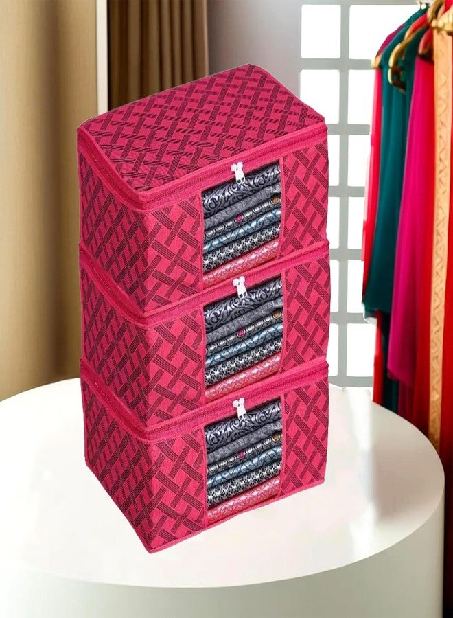 Shaping Fabric Garment Cover Non-Woven 90 GSM with Transparent Window & Double Metal Zipper - Pack of 3 | Dustproof Clothes Storage Bag for Sarees, Suits, Jackets, Shirts SCXLRL1582493517524148525837 - Image 1