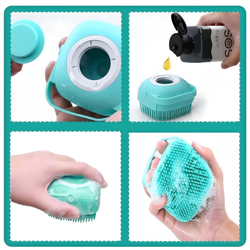 iBELL Dog & Cat Bath Brush | Dog & Cat Shampoo Brush | Dog & Cat Scrubber for Bath | Dog Bath Brush Scrubber | Dog Shower/Washing Brush with Adjustable Ring Handle for Short & Long Hair (Color may Vary) - Image 4