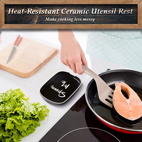 DAYYET Ceramic Spoon Rest for Stove Top, DAYYET Large Spoon Holder, Spoon Rest for Kitchen Counter, Heat-Resistant Cooking Utensil Rest, Black Kitchen Decor and Accessories - Image 4