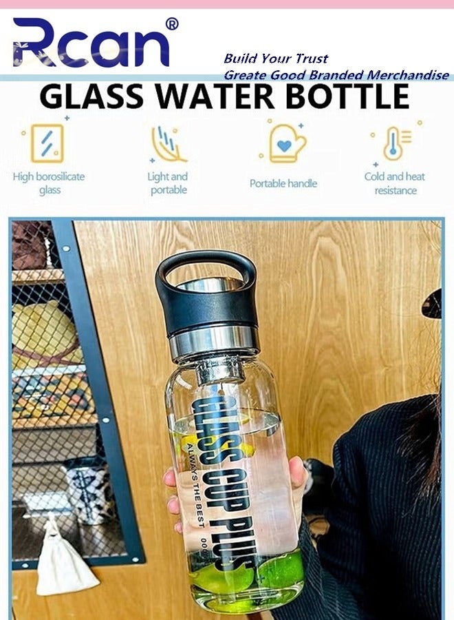 Rcan Glass Water Bottle 2000ML Portable Glass Drinking Bottle With Handle And Tea Leaks With Protection Sleeve BPA Free - Image 2