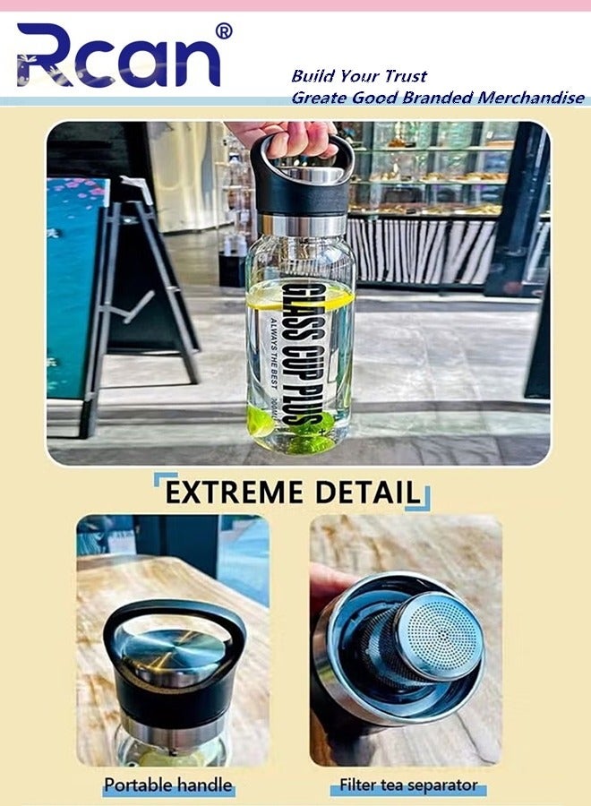 Rcan Glass Water Bottle 2000ML Portable Glass Drinking Bottle With Handle And Tea Leaks With Protection Sleeve BPA Free - Image 4