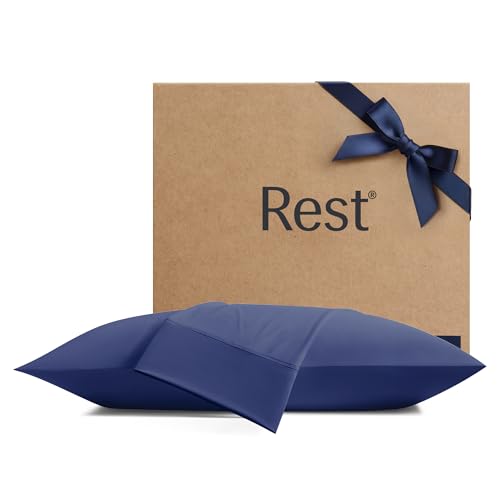 REST® Evercool®+ Cooling Pillowcases Standard - 2 Pillowcases for Sensitive Skin, Silver Infused Fabric for Hygienic Sleep, Silky Smooth for Curly Hair, High Elastic for Snug Fit (19x29 inches) - Image 1