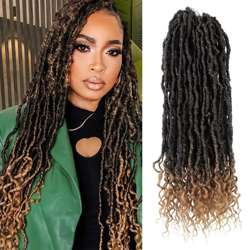 BOHOBABE Faux Locs Crochet Hair 18 Inch Boho Soft Crochet Locs with Curly Ends Long Bohemian Goddess Locs Crochet Braids for Black Women 6 Packs T27