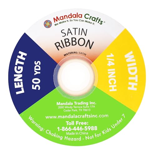 Mandala Crafts Lavender Satin Ribbon for Crafts - 50 Yards 1/4 Inch Wide Fabric Ribbons for Gift Wrapping, Flower Bouquets, Hair Bows, and Wedding Party Decor - Image 4