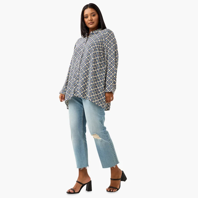  أولا بوبكن Plus Size Ulla Popken All-Over Print Shirt