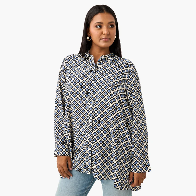  أولا بوبكن Plus Size Ulla Popken All-Over Print Shirt