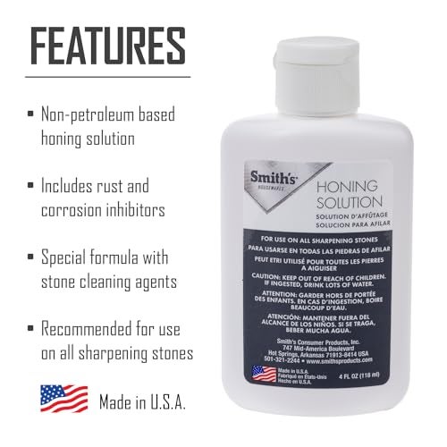 Smith's HON1 Honing Solution - 4oz Bottle - Lubricate Sharpening Stones - Built-In Stone Cleaning Agents & Rust Inhibitors - Oil for Tool & Knife Sharpening Stone - Prevents Clogged Pores - Image 3