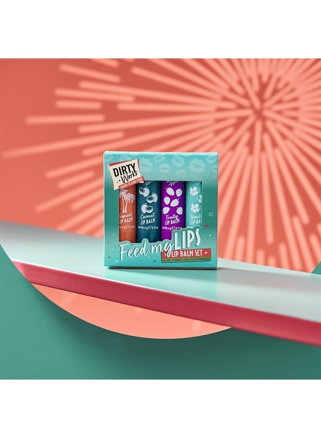 DIRTY Works Feed My Lips, Lip Balm Set, 4 x 4g Nourishing, Hydrating Lip Salve Tubes Gift Set, Variaty of Fruity and Flavours - Image 2