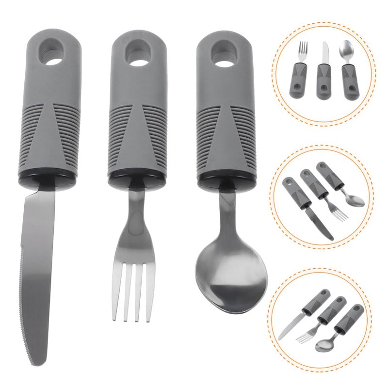 Adaptive Utensils Set for Elderly Anti Shake Non Slip Easy Grip 20.50X3.50X2.00CM - Image 4