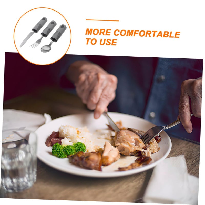 Adaptive Utensils Set for Elderly Anti Shake Non Slip Easy Grip 20.50X3.50X2.00CM - Image 5