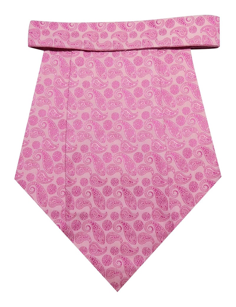 Riyasat - Paisley Design Pink Color Cravat Ascot Tie for Men Self Tie Necktie and Pocket Square Wedding Business (CRAVAT_20) - Image 2